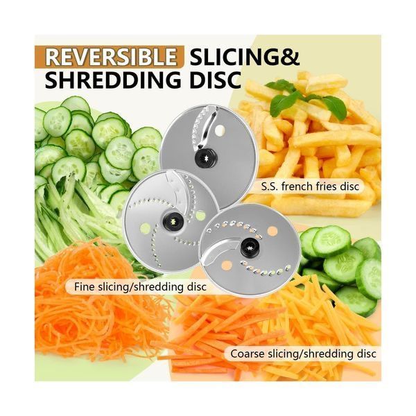 $264 COOKLEE Food Processor, 600 Watts, 6 Functions Electric Vegetable Chopper for Chopping, Mincing, Dicing, Shredding, Slicing, Purees & Dough