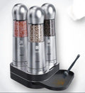 COSPRO 3-in-1 Wireless Charging Electric Salt and Pepper Grinder Set, Rechargeable Automatic Stainless Steel Spices Mill Set - One-Hand to Operate
