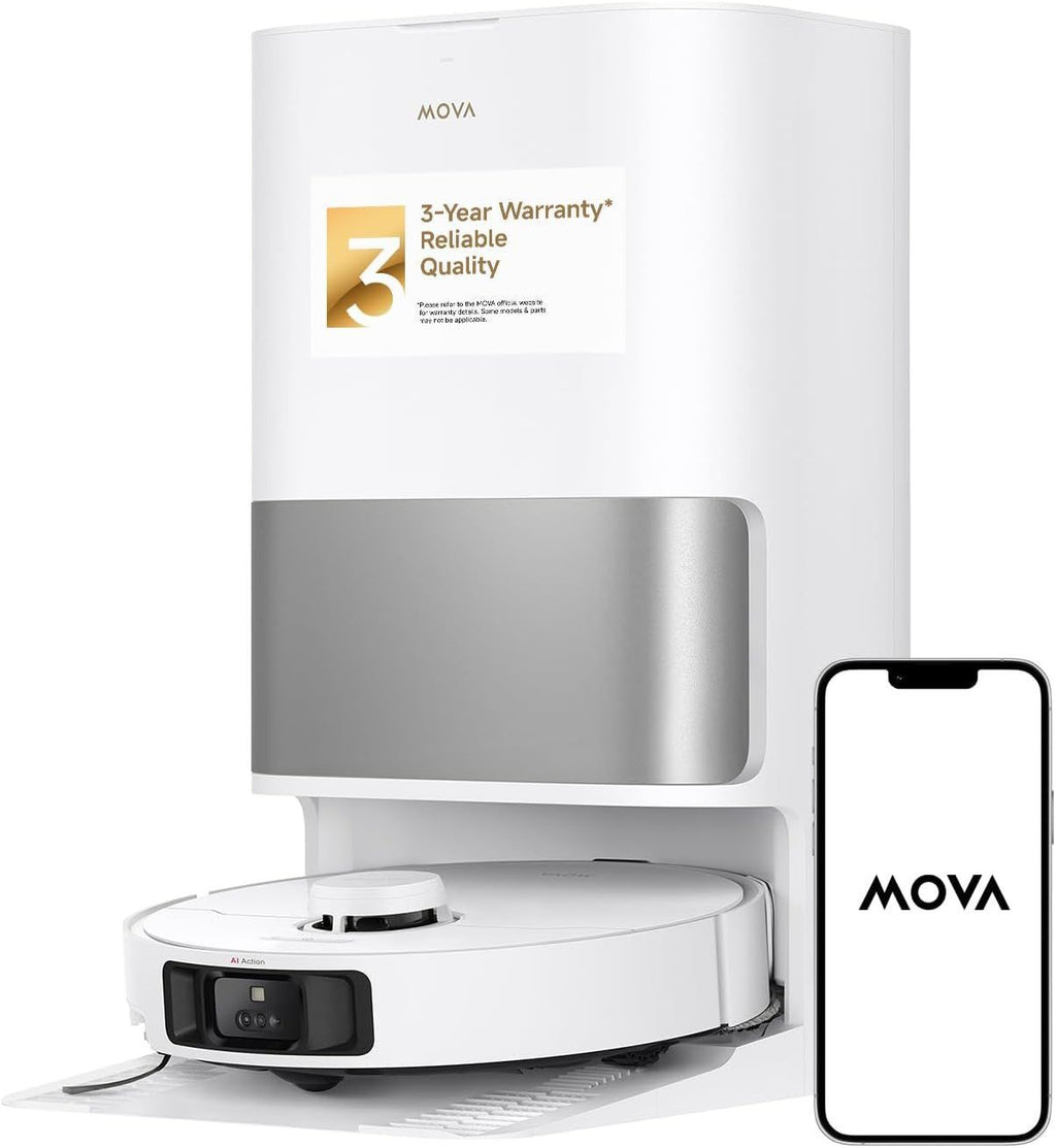 Mova P10 Pro Ultra Robot Vacuum and Mop 13,000Pa Suction, 140°F Hot Water Auto Mop Washing & Drying & App Control
