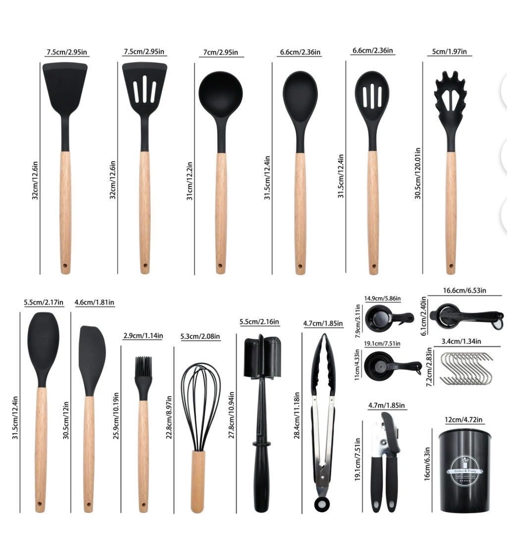 Black Kitchen Utensils 46pc