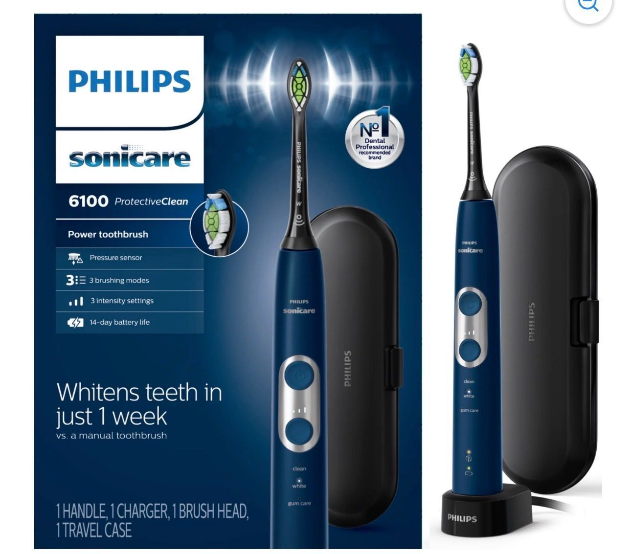 Philips Sonicare ProtectiveClean 6100 Rechargeable Electric Power Toothbrush, Navy Blue