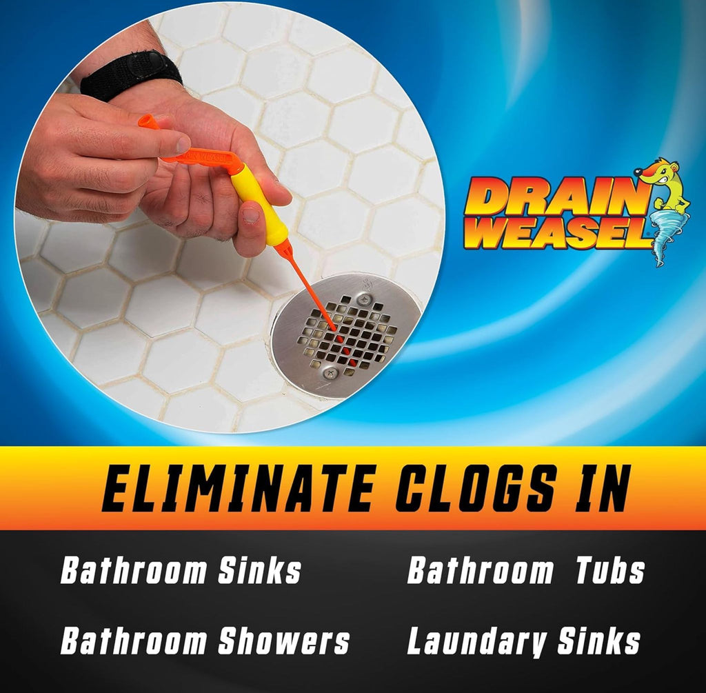 FlexiSnake Drain Weasel Sink Snake Hair Clog Remover Tool, Pipe, Bathroom, Bathtub Cleaner, 18-inch