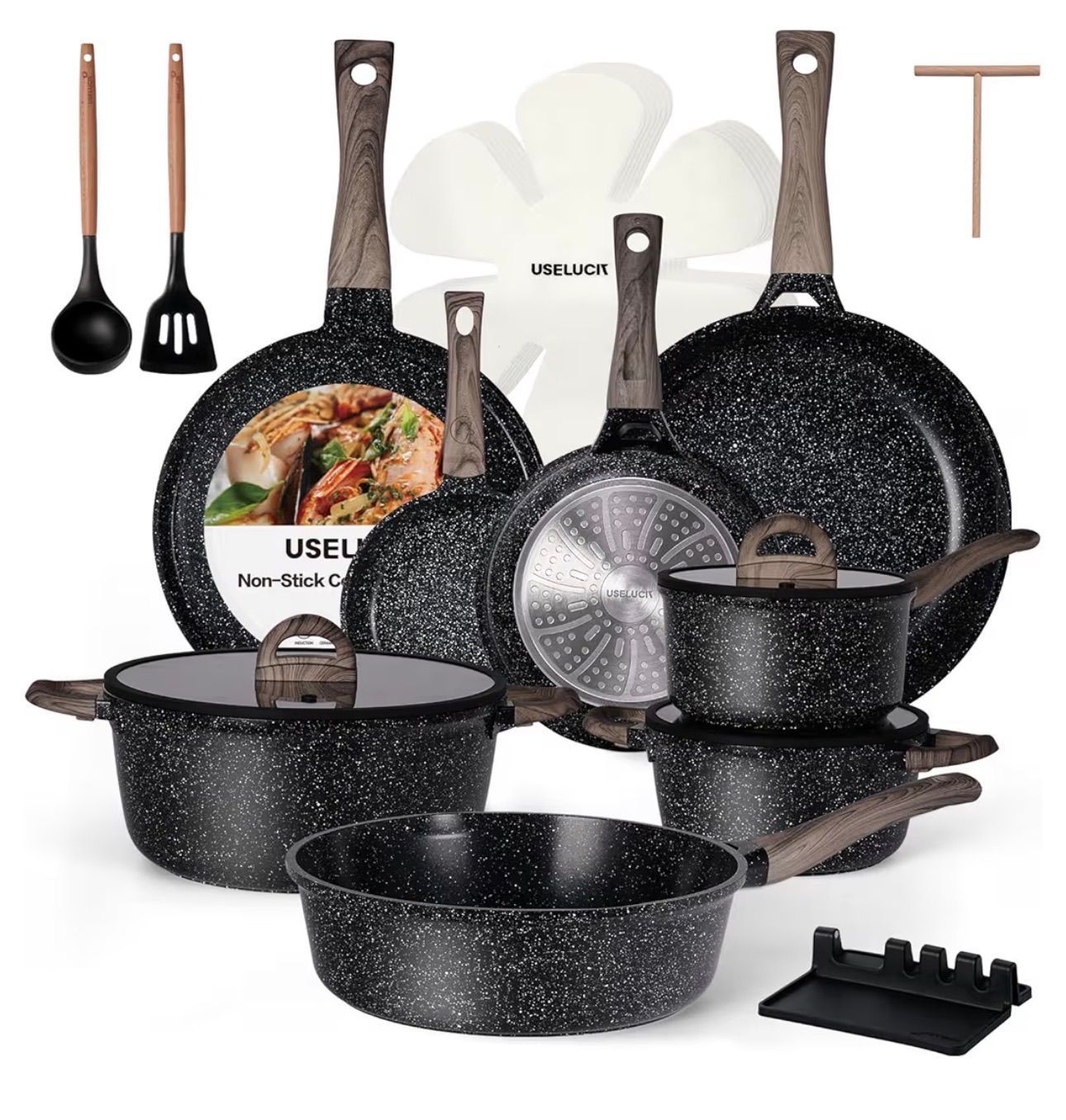 Pots and Pans Set Non Stick Non-Toxic 21 Pcs Ceramic Cookware Sets Nonstick Kitchen Pot&Pan