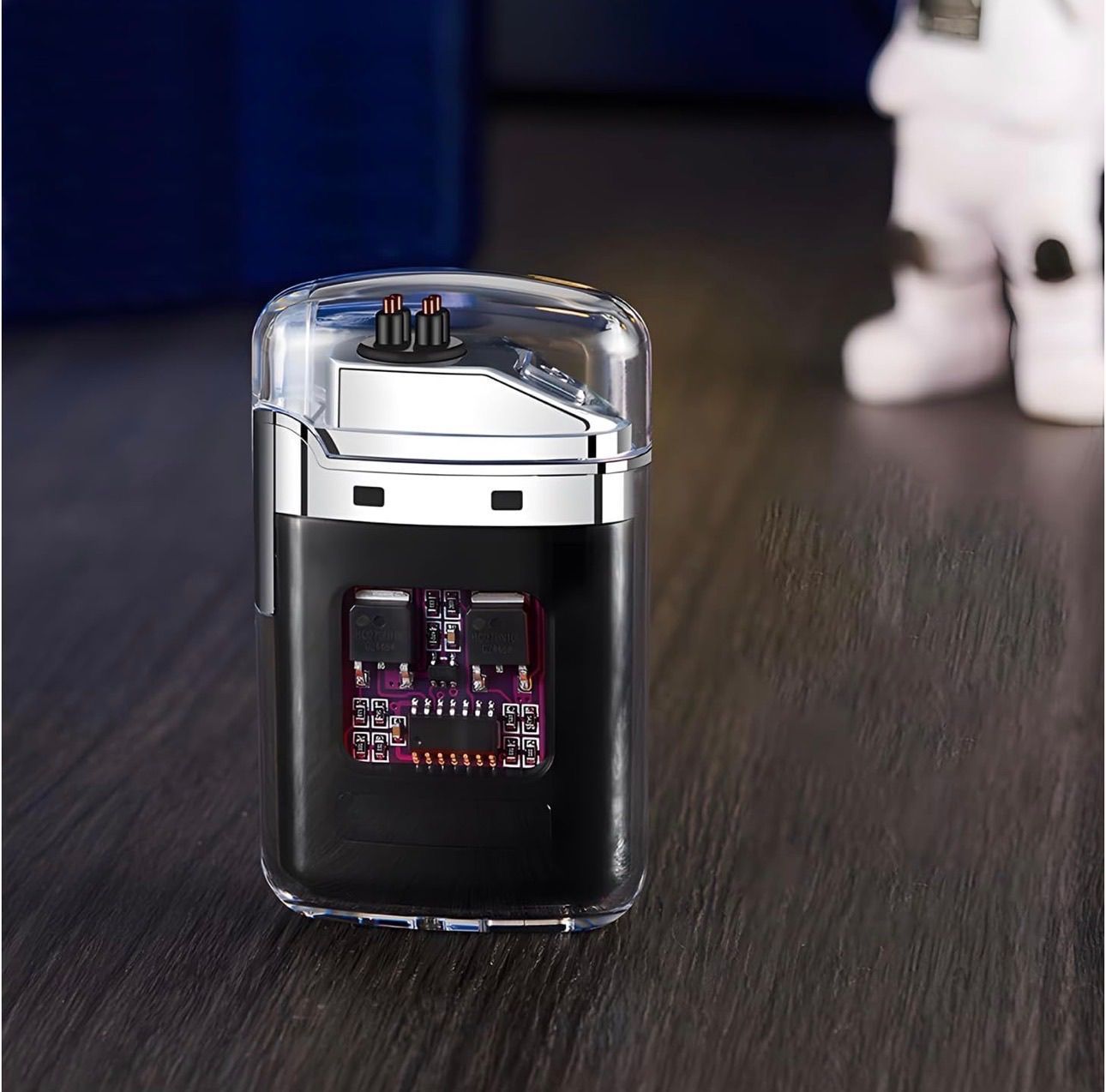 BLACK Electric Dual-arc Lighter, Windproof, Type-C Charging, Battery Level Display, Transparent Casing