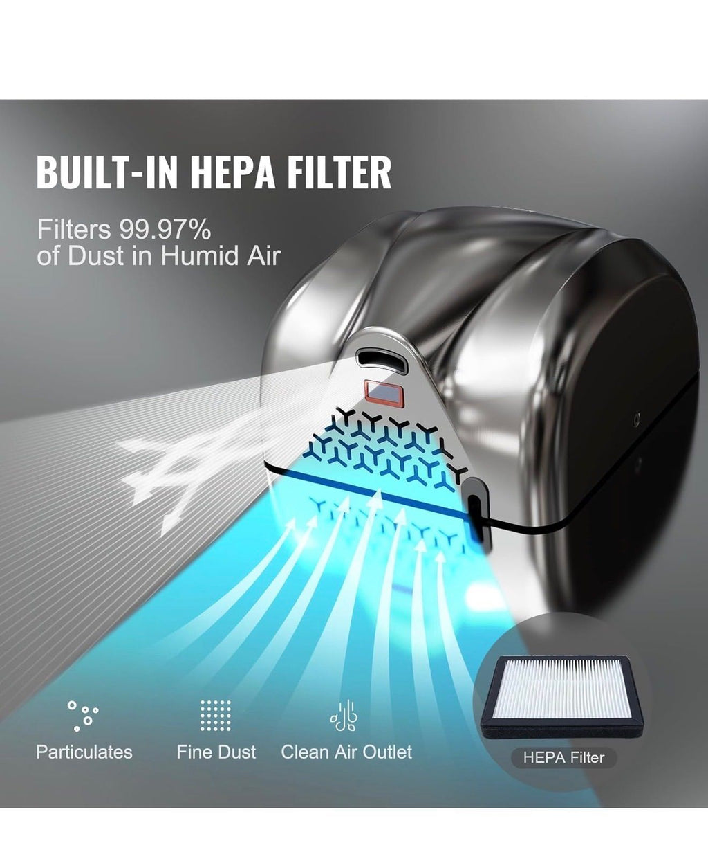 VEVOR Heavy Duty Commercial Hand Dryer, 1300W Automatic High Speed Stainless Steel Warm Wind Hand Blower