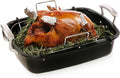 Uukrave Turkey Roasting Pan with Rack (U-Shaped), Extra Large 18.5 x 14.7 Inch Nonstick Roaster Pan for 25 lb Turkey or Chicken, Deep Oven Tray with W
