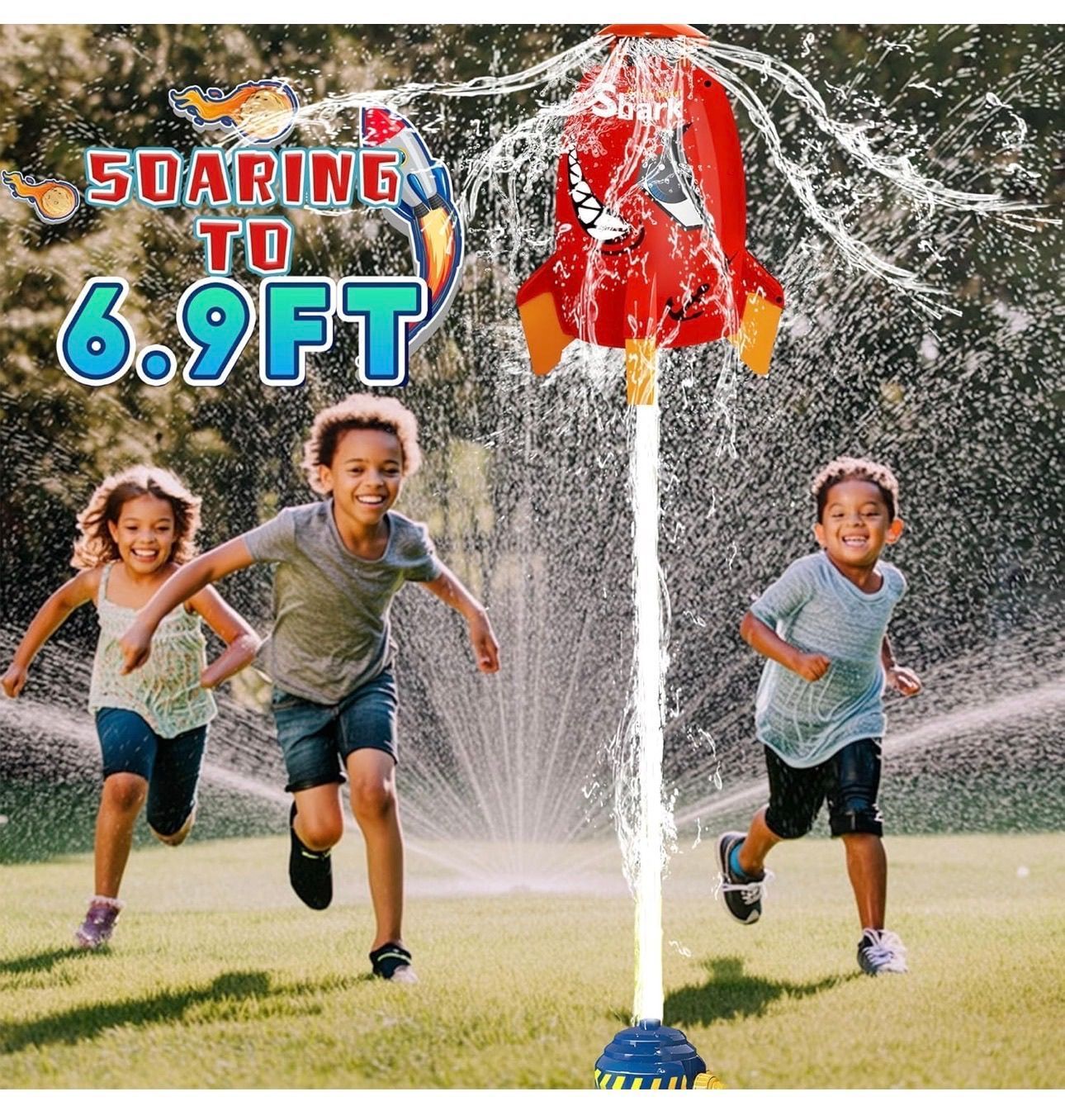 Water Rocket Sprinkler for Kids, Outdoor Sprinkler Rocket Launcher Toy for Backyard, Summer Water Toys for Kids