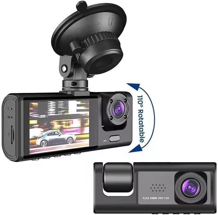 Black Box Traffic Recorder Dash Cam Super HD 1080P 3 Camera, Motion Detection, G-Sensor Dashcam, 24H Parking Monitor