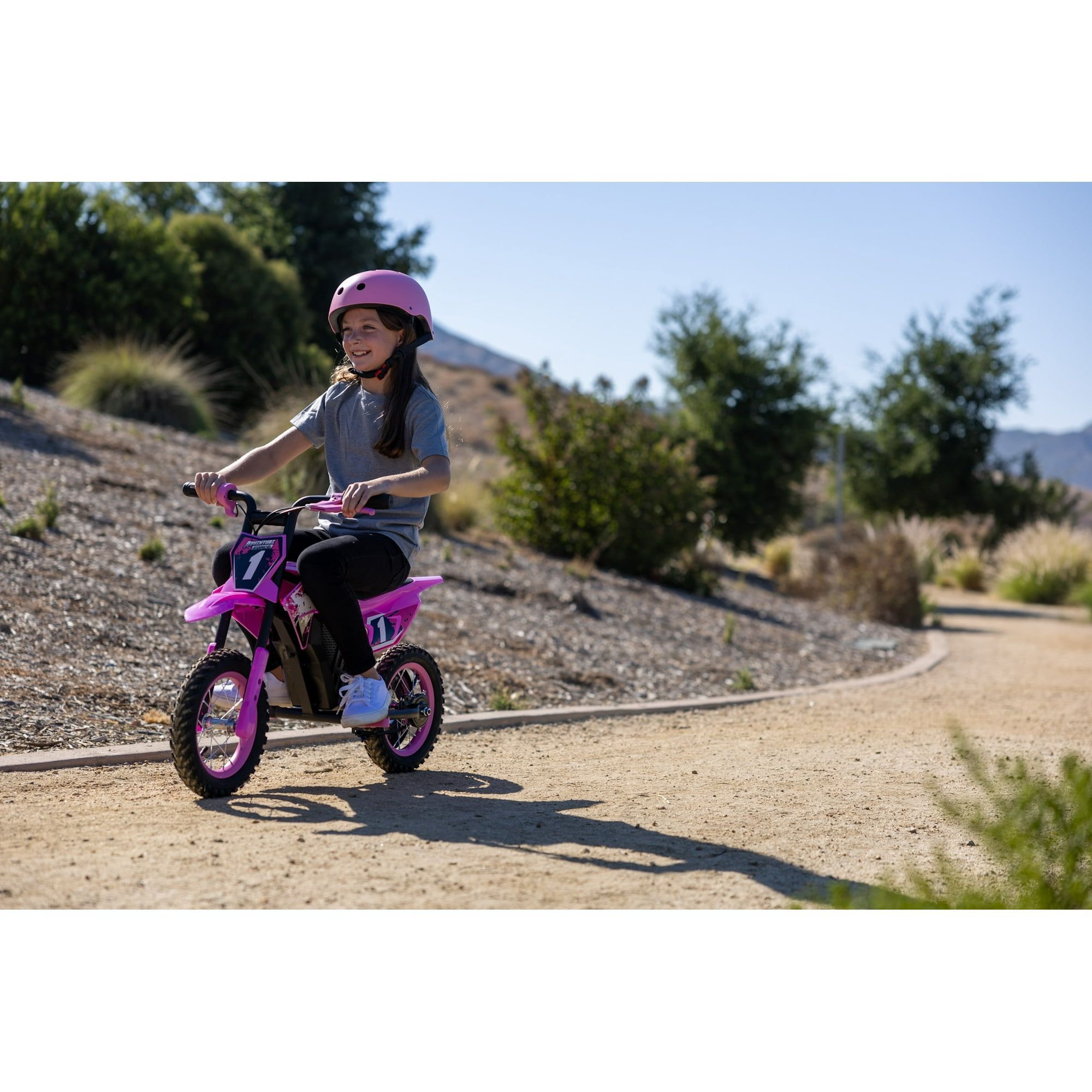 $200 Adventure Force 12V Electric Dirt Bike, Kids Battery Powered Ride on, Ages 5 Years and up, Pink