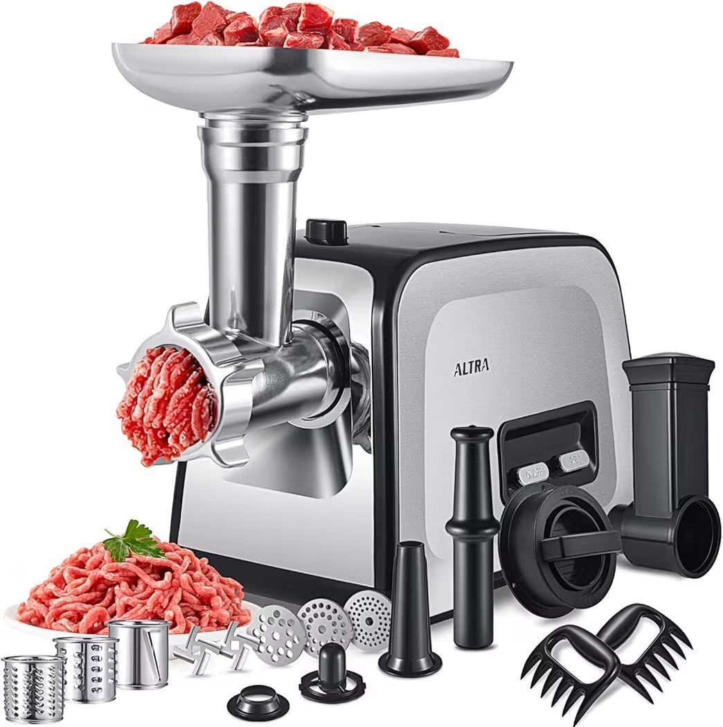 Meat Grinder, Sausage Stuffer, [2800W Max] Electric Meat Mincer with Stainless Steel Blades & 3 Grinding Plates,Sausage Maker & Kubbe Kit for Hom