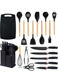 19Pc Kitchen Set Knife & Utensils Set ,Heat Resistant Silicone Utensils