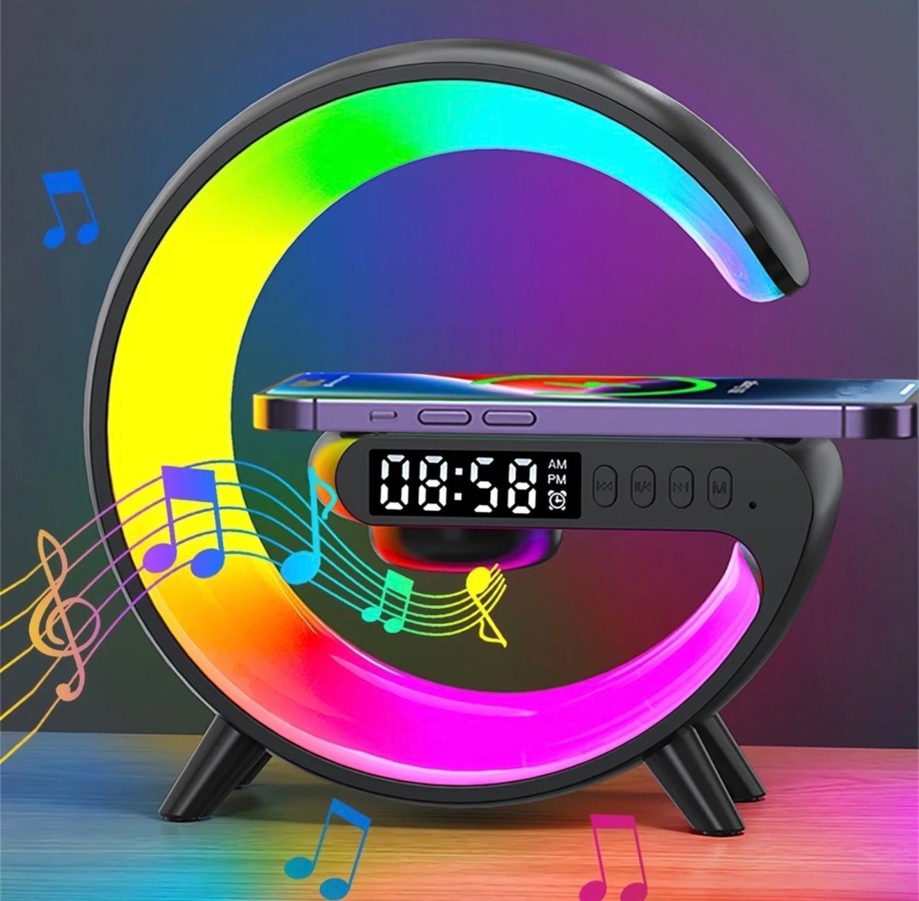 Multifunctional Wireless Charge Speaker Sunrise Reminder RGB Rhythm Light Fast Charging