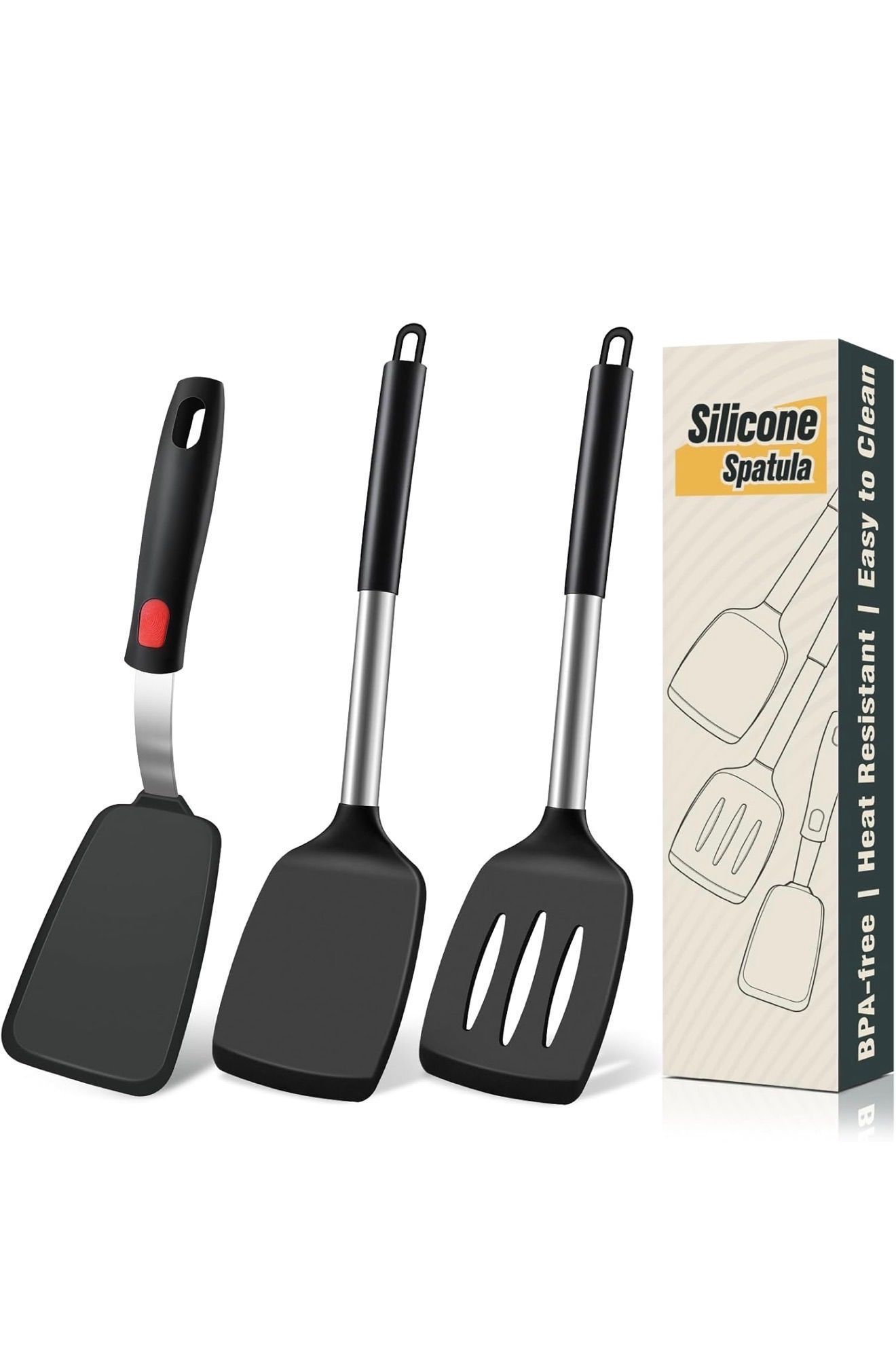 Silicone Spatula Set, Heat Resistant BLACK