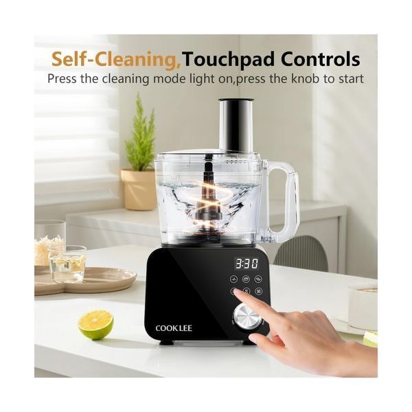 $264 COOKLEE Food Processor, 600 Watts, 6 Functions Electric Vegetable Chopper for Chopping, Mincing, Dicing, Shredding, Slicing, Purees & Dough