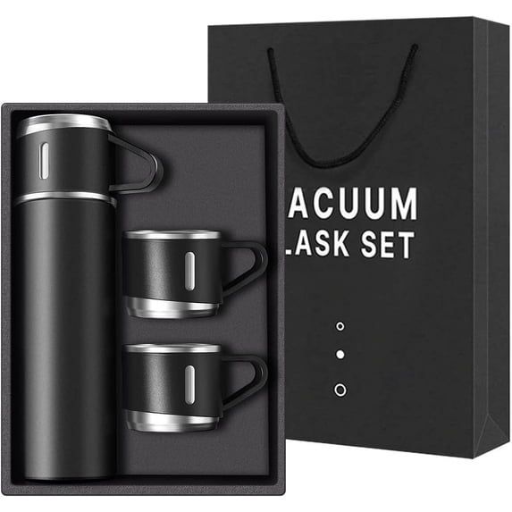 Stainless Steel Thermos 500ml/16.9oz Vacuum Insulated Bottle with 2 Cup for Coffee Hot drink and Cold Drink Water Flask