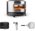 $450 Solo Stove Pi Prime 21" x 16" Stainless Steel Propane Outdoor Pizza Oven Bundle with IR Thermometer, Stainless Peel & Shelter – 12" Panoramic Ope