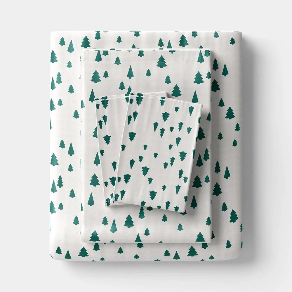 King Christmas Holiday Cotton Sateen Sheet Set Tree Scene - Wondershop™