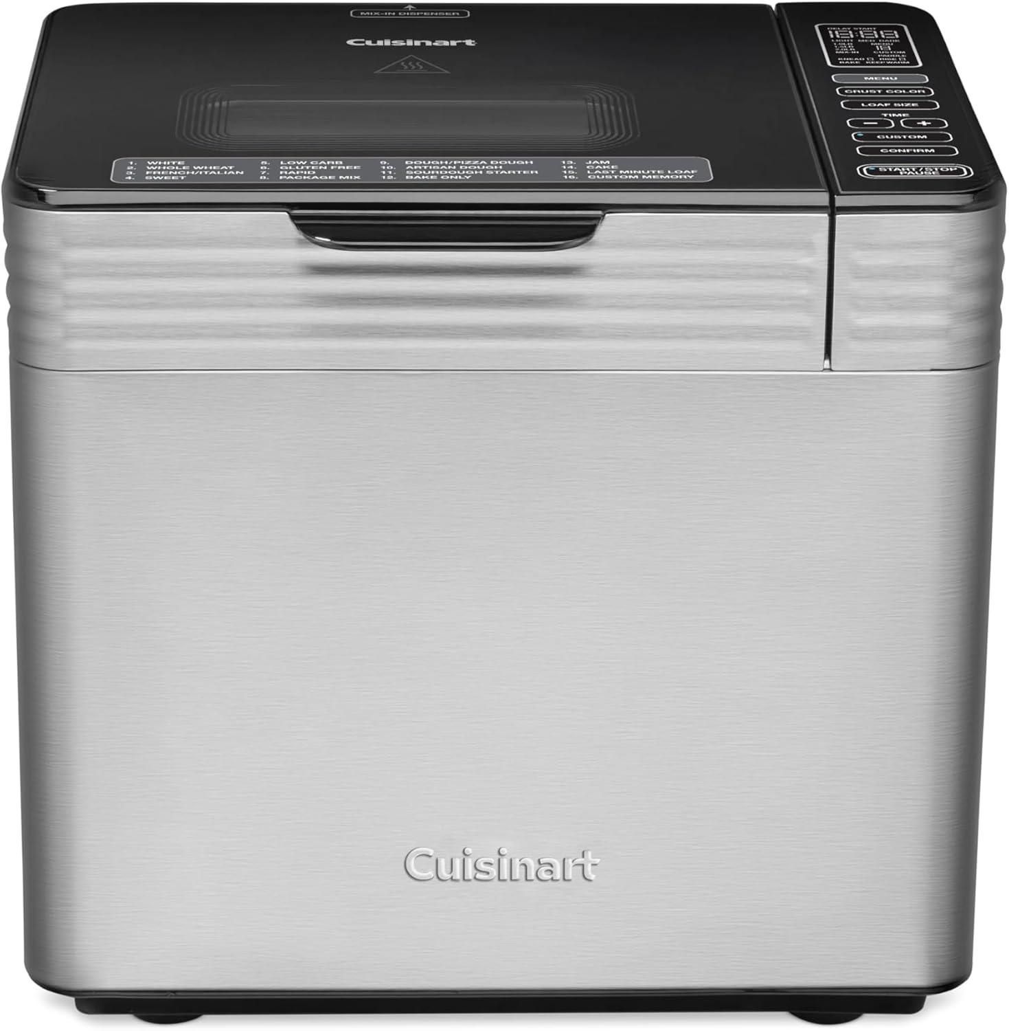 Cuisinart CBK-210, 16 Menu Programs Bread Maker with Book, Bamboo Cutting Board and Bread Knife in Stainless Steel