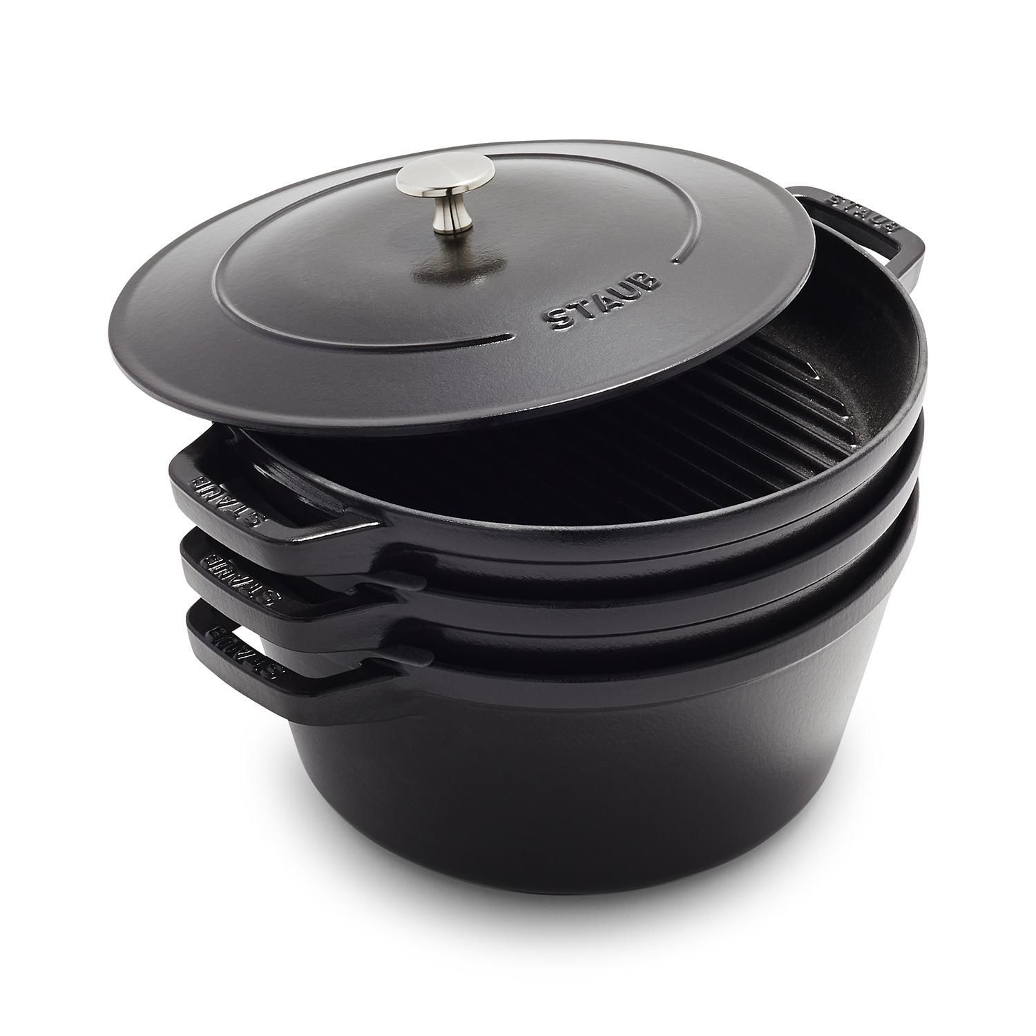 Staub Cast Iron 4-Piece Stackable Set - Black