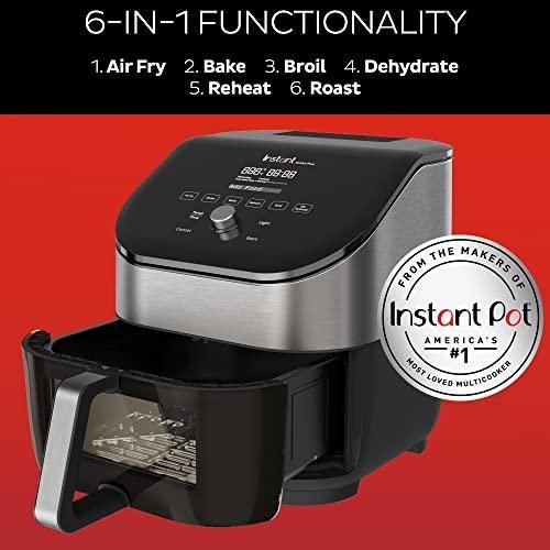 Instant Pot Vortex Plus Stainless Steel 6-in-1 Air Fryer with ClearCook and OdorErase, Silver